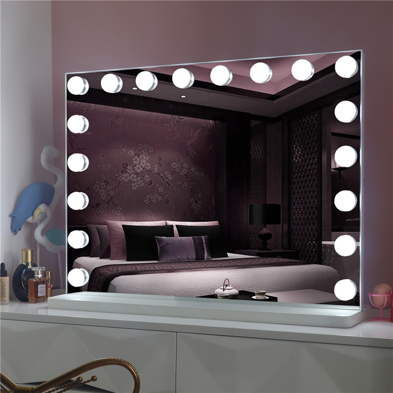 LED-valaistu pöydän turhamaisuusmeikki Hollywood Mirror 18kpl hehkulampuilla tyttöjen kosmetiikalle