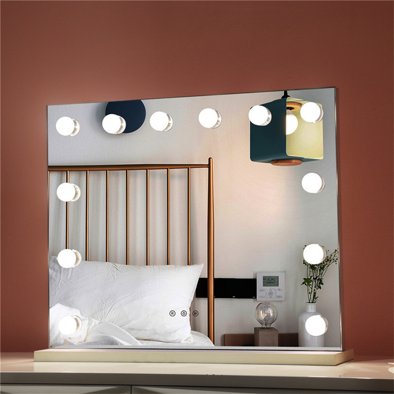 Makuuhuone Kevyt Seisova LED:n kosmeettinen peili Dimmable Bulbs Makeup Vanity Hollywood Mirror